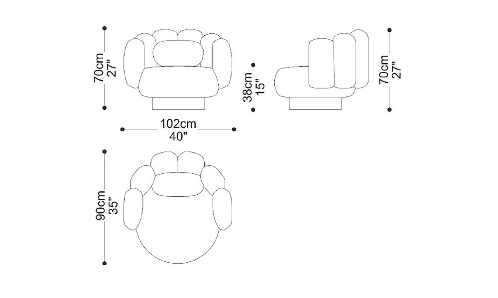 Image of the main dimensions of the product